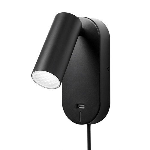 EGO LED Vegglampe med USB og Touch dimmer, 4,5W, Nielsen Light - sort