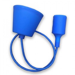 V-Tac silikon pendellampe med stoff kabel - Blå, E27