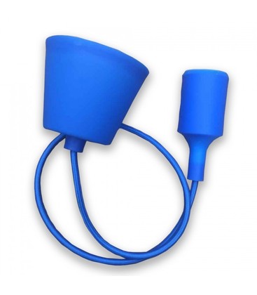 V-Tac silikon pendellampe med stoff kabel - Blå, E27