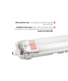 120cm Limea T8 LED-armatur, gjennomgangskoblet - Til 1x 120cm LED-rør, IP65 vanntett