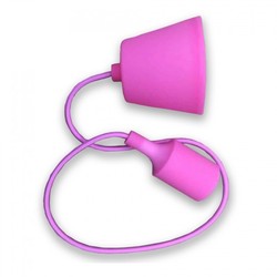 Lamper Restsalg: V-Tac silikon pendellampe med stoff kabel - Pink, E27