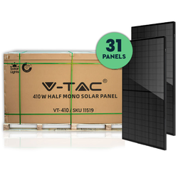Løse solcellepaneler 410W Helt sort solcellepanel mono - Sort-i-sort all-black, half-cut panel v/31 stk.