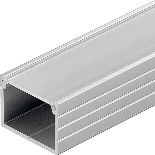 Aluprofil 18x13 for IP65 og IP68 LED-strip - Bred, 1m, inkl. matt deksel og klips, eloksert