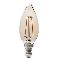  V-Tac 4W LED stearinlys pære - Karbon filamenter, røkt glass, ekstra varm hvit, E14