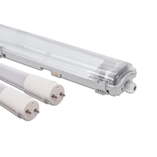 120cm Armatur + 2x LED-rør T8 - IP65, gjennomkoblet