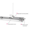 Limea T8 LED armatur - Til 1x150cm LED rør, IP65 vanntett, gjennomgangskobling, uten rør