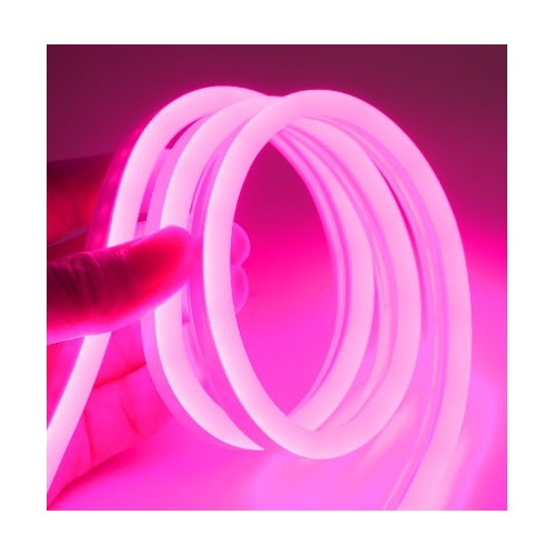 Pink 8x16 Neon Flex LED - 5 meter, 8W pr. meter, IP67, 12V