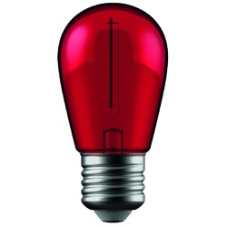 E27 LED 1W Farget LED kronepære - Rød, Karbon filamenter, E27