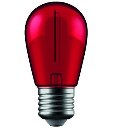 1W Farget LED kronepære - Rød, Karbon filamenter, E27