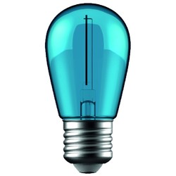 E27 LED 1W Farget LED kronepære - Blå, Karbon filamenter, E27