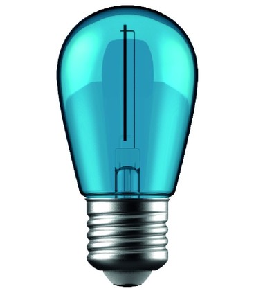 1W Farget LED kronepære - Blå, Karbon filamenter, E27