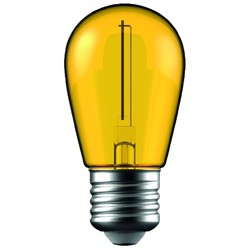 E27 vanlig LED 1W Farget LED kronepære - Gul, Karbon filamenter, E27