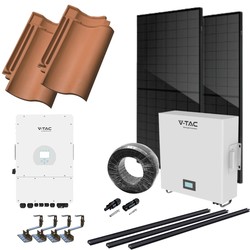 6kW komplett hybrid solcelleanlegg med batteri - Til tegl, DEYE 3-faset hybrid inverter, Sort i sort (TN-nett)