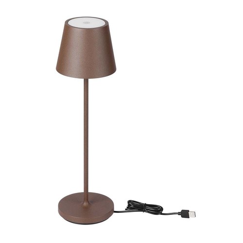 V-Tac oppladbar bordlampe, trådløs - Corten, IP54 utendørs bordlampe, touch dimbar