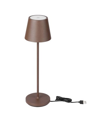 V-Tac oppladbar bordlampe, trådløs - Corten, IP54 utendørs bordlampe, touch dimbar
