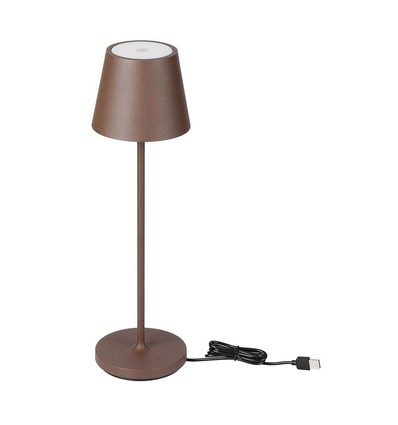 V-Tac oppladbar bordlampe, trådløs - Corten, IP54 utendørs bordlampe, touch dimbar