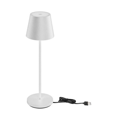 V-Tac oppladbar bordlampe, trådløs - Hvit, IP54 utendørs bordlampe, touch dimbar