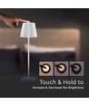 V-Tac oppladbar bordlampe, trådløs - Hvit, IP54 utendørs bordlampe, touch dimbar