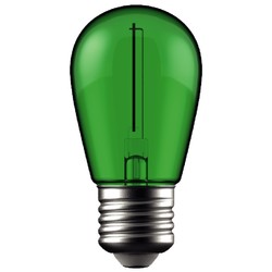 E27 LED 1W Farget LED kronepære - Grøn, Karbon filamenter, E27