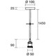 Lampefatning, Designer - Sort perlefarge, 150cm ledning, E27