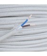 Hvit stoff kabel - Metervare, minimum 5 meter, 230V