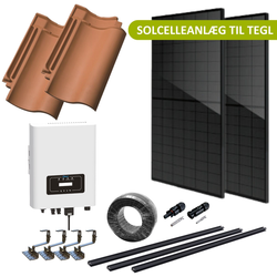 Solceller 10kW komplett 3-faset solcelleanlegg - Til tegl, DEYE inverter, Sort i sort (TN-nett)