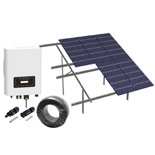 6kW komplet 3-faset solcelleanlegg - Markbasert anlegg, DEYE inverter, Alu celler (TN-nett)