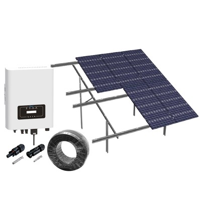 6kW komplet 3-faset solcelleanlegg - Markbasert anlegg, DEYE inverter, Alu celler (TN-nett)