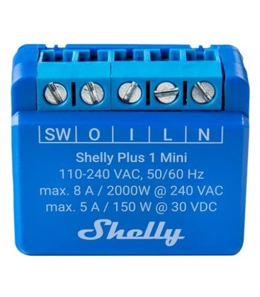 Shelly Plus 1 Mini - WiFI relé med potensialfritt kontaktsett (230VAC)