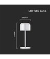 Outlet: V-Tac oppladbar CCT bordlampe - Hvit, IP54, touch dimbar, modell mini