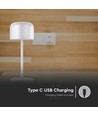 Outlet: V-Tac oppladbar CCT bordlampe - Hvit, IP54, touch dimbar, modell mini