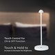 V-Tac oppladbar 3i1 bordlampe - Hvit, IP20, touch dimbar, modell mini