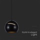 V-Tac LED lampe - Flott taklampe, Ø12, svart, inkl. oppheng