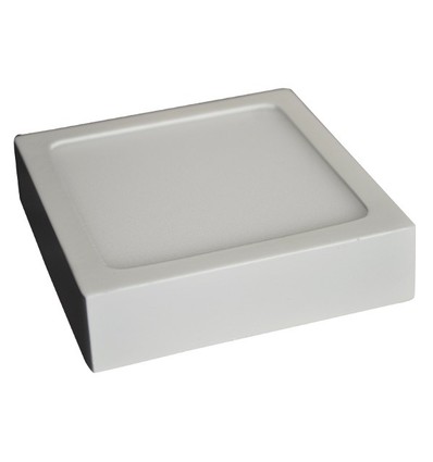 Outlet: 12W LED taklampe - 14 x 14cm, Høyde: 2,4cm, hvit kant