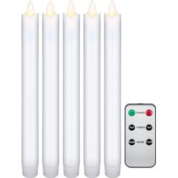  5-pakning hvite LED-stearinlys inkludert fjernkontroll - Batteri