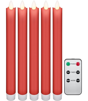 5-pakning røde LED-stearinlys inkludert fjernkontroll - Batteri