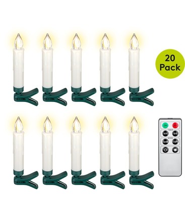 20-pakning LED-julelys inkludert fjernkontroll - Batteri, timerfunksjon, trådløs