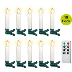 Julelys 10-pakning LED-julelys inkludert fjernkontroll - Batteri, timerfunksjon, trådløs