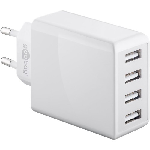 4-Port USB-lader 30W - Hvit