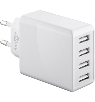 4-Port USB-lader 30W - Hvit