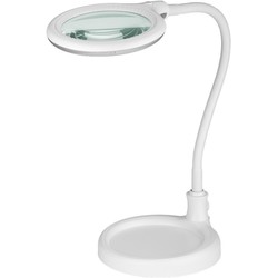 Lamper LED forstørrelseslampe med svanehals 6W - Hvit, bordlampe, klemme