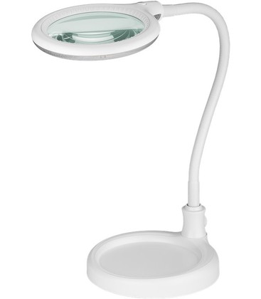 LED forstørrelseslampe med svanehals 6W - Hvit, bordlampe, klemme