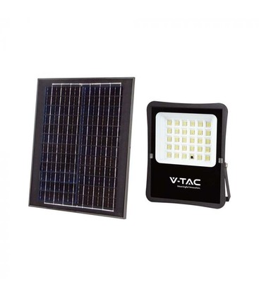 V-Tac 20W Solar flomlys LED - Svart, inkl. solcelle, fjernkontroll, IP65