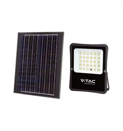 V-Tac 20W Solar flomlys LED - Svart, inkl. solcelle, fjernkontroll, IP65