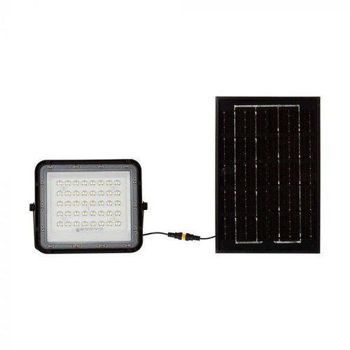 V-Tac 6W Solar flomlys LED - Svart, inkl. solcelle, fjernkontroll, innebygd batteri, IP65