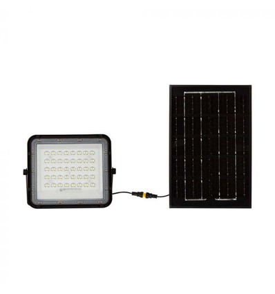 6W Solcelle-lyskaster LED - IP65, sort, inkl. solcelle, fjernkontroll, innebygd batteri