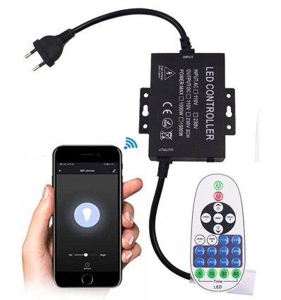 230V WiFi Smart Home dimmer - Inkl. endestykke, til 230V (Type X-2), minnefunksjon, max 80 m.