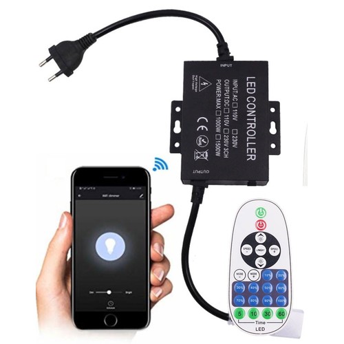 230V WiFi Smart Home dimmer - Inkl. endestykke, til 230V (COB), minnefunksjon, max 80 m.