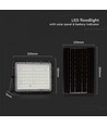 V-Tac 15W Solar flomlys LED - Svart, inkl. solcelle, fjernkontroll, innebygd batteri, IP65