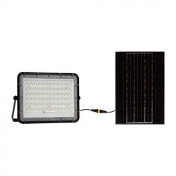 Tilbud V-Tac 15W Solar flomlys LED - Svart, inkl. solcelle, fjernkontroll, innebygd batteri, IP65